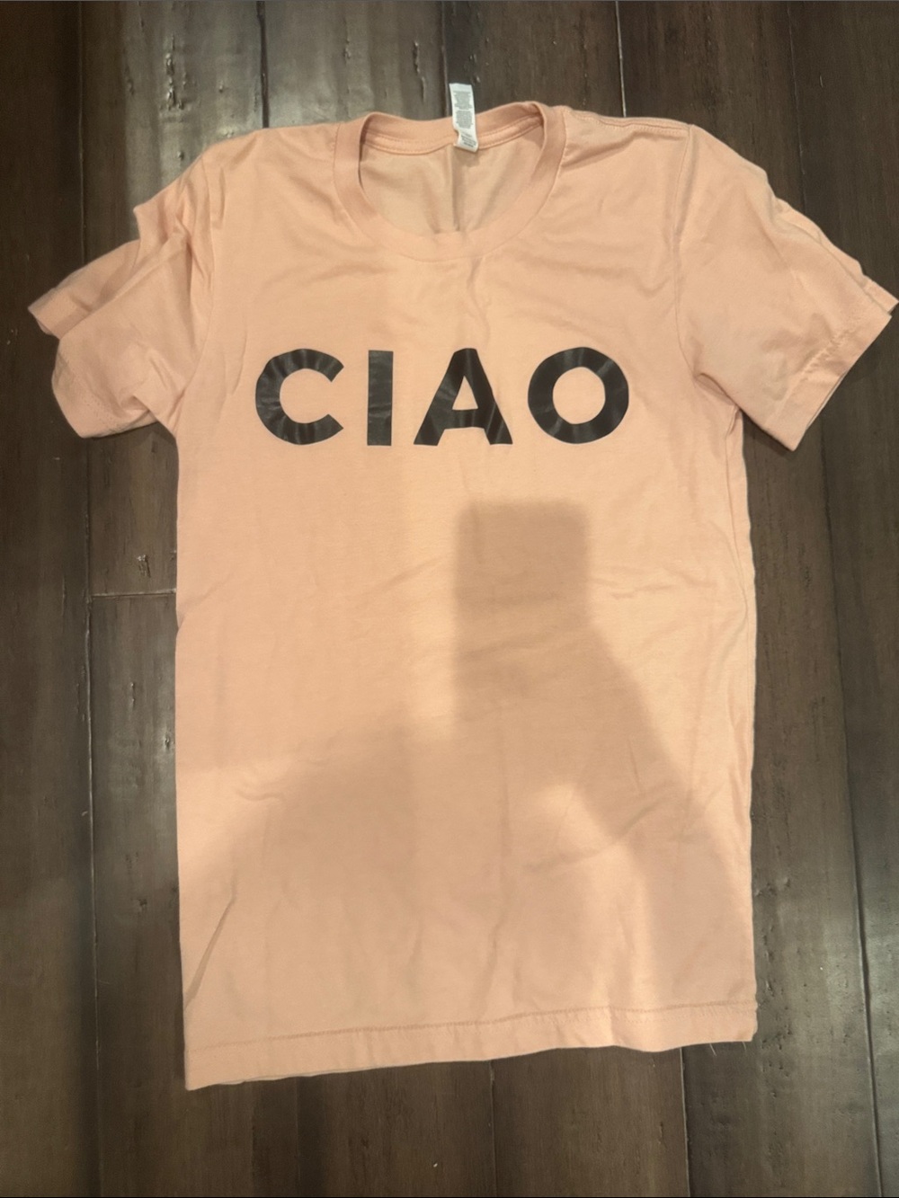 Gildan Peach Short Sleeve Tee with Black "CIAO" Print